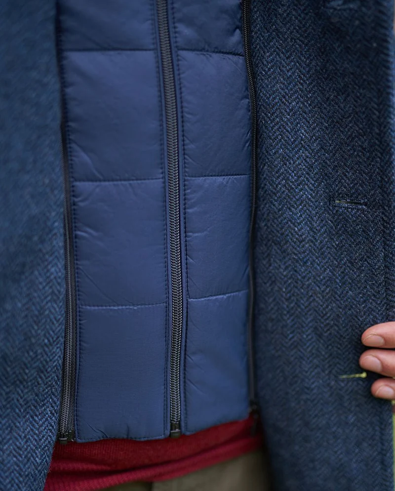 Herren Kurzmantel "Flynston" mit Westeneinsatz in blue Herringbone