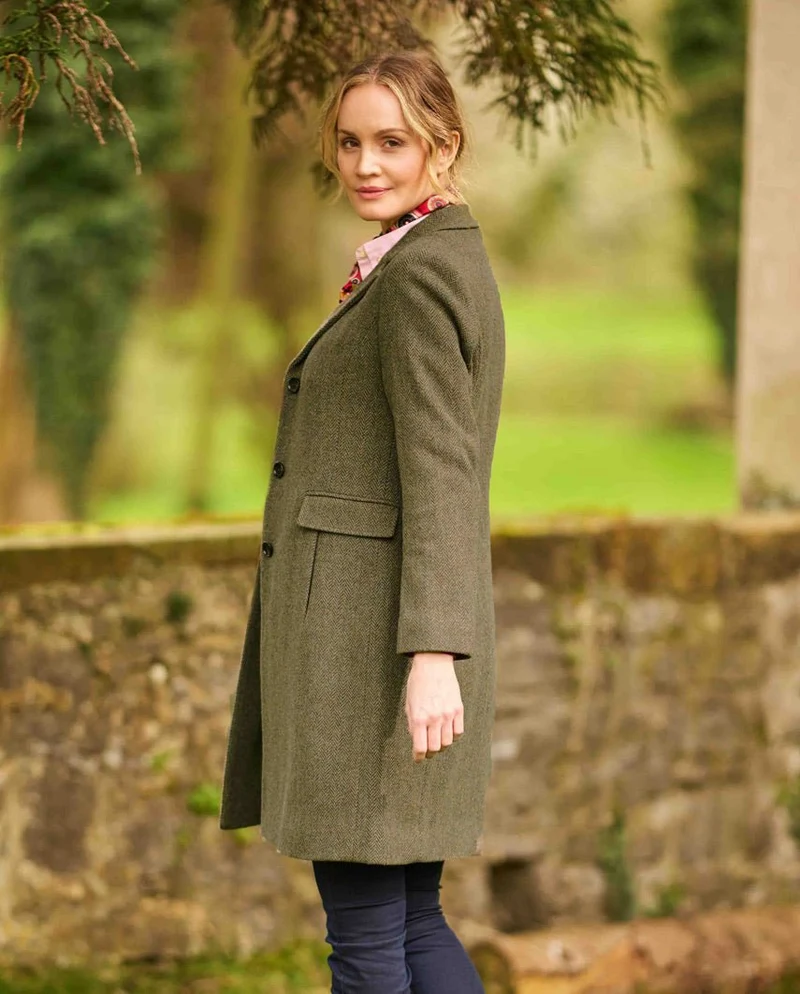 Damen Wollmantel "Emilia" in green Hill Tweed