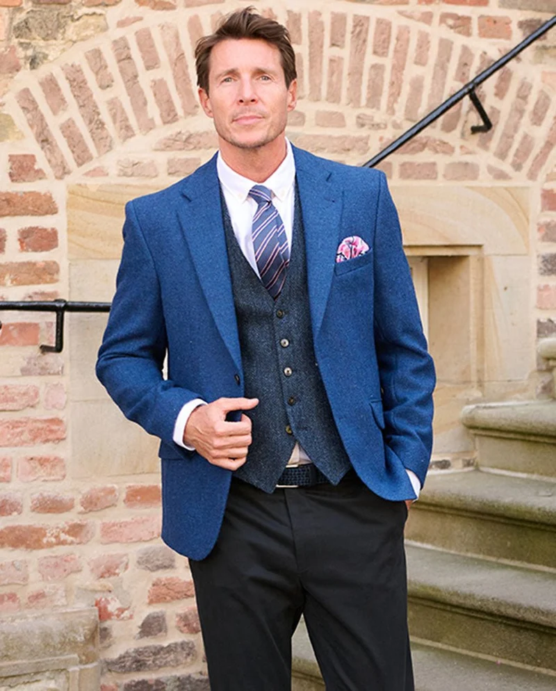 Harris Tweed Sakko "London" in blue Twill