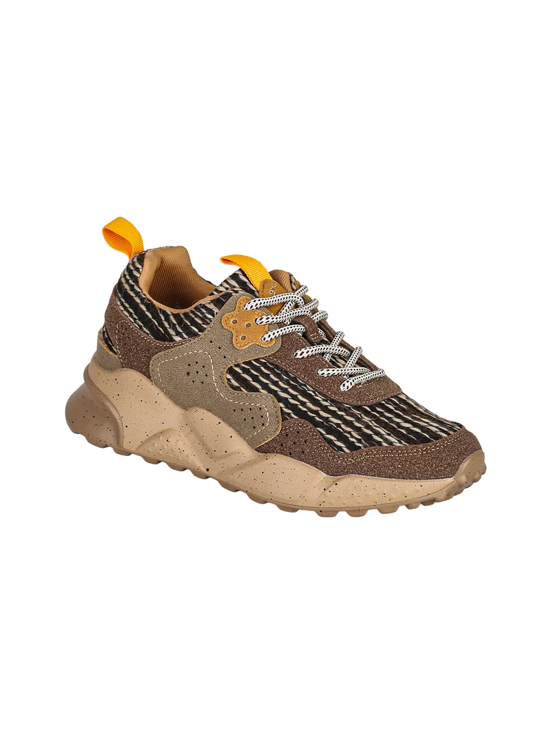 Sneakers chunky da donna con zeppa - caffè