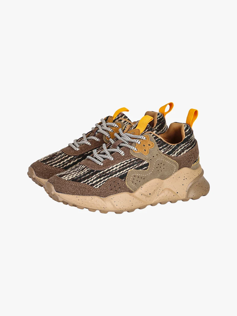 Sneakers chunky da donna con zeppa - caffè