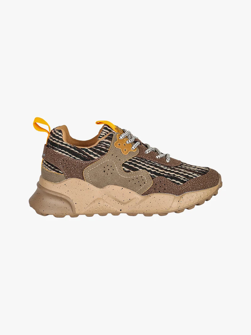 Sneakers chunky da donna con zeppa - caffè