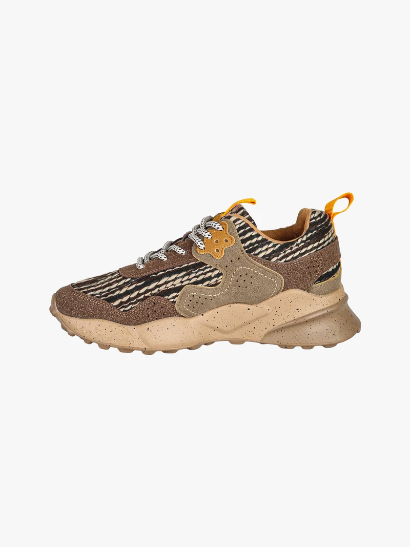 Sneakers chunky da donna con zeppa - caffè