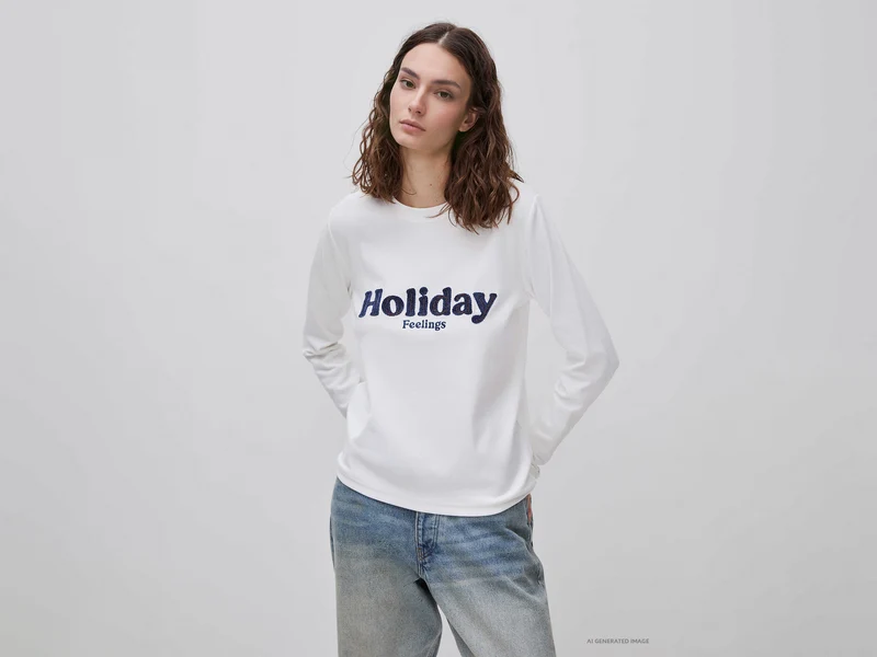 T-Shirt aus warmer Baumwolle mit Aufdruck