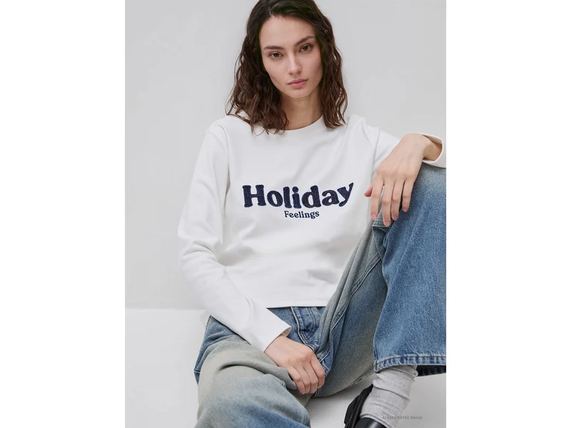 T-Shirt aus warmer Baumwolle mit Aufdruck