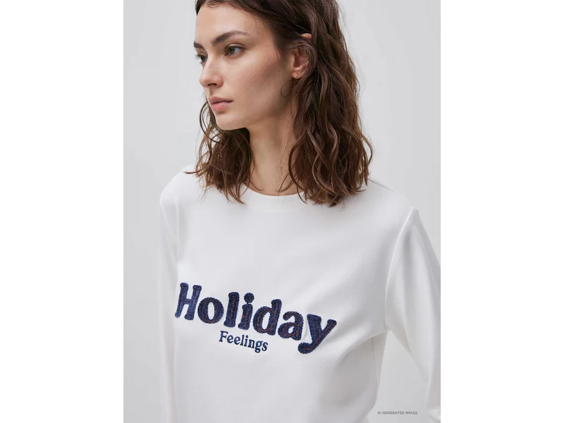 T-Shirt aus warmer Baumwolle mit Aufdruck