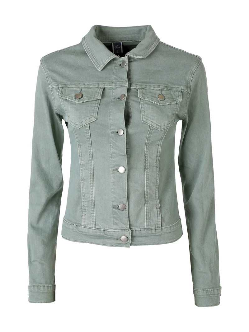 Giacca in jeans da donna con bottoni - verde chiaro