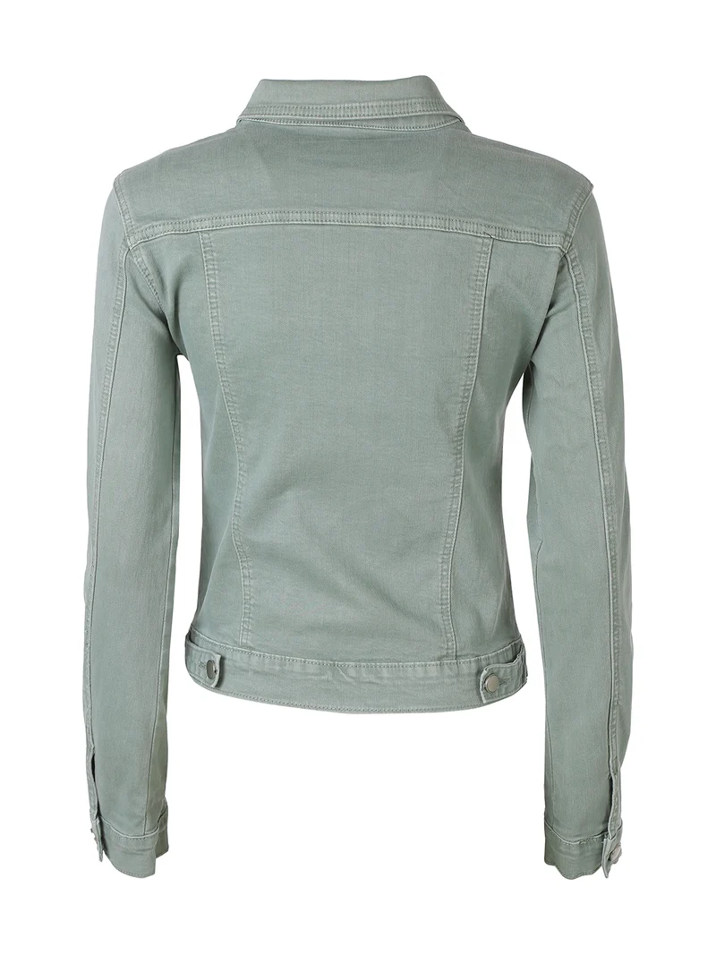 Giacca in jeans da donna con bottoni - verde chiaro