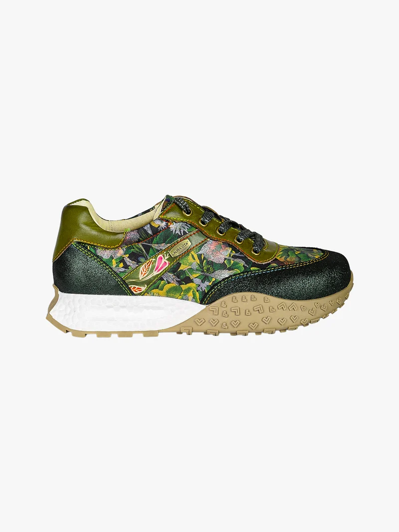 EVITAO 96 Sneakers donna in pelle con stampa floreale - verde