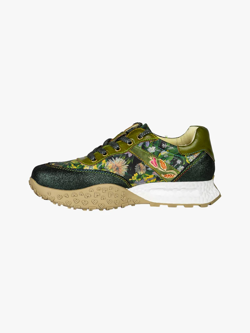 EVITAO 96 Sneakers donna in pelle con stampa floreale - verde