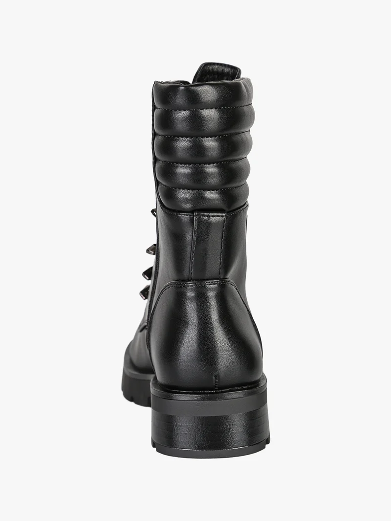 Anfibi donna gioiello con lacci e zip - nero