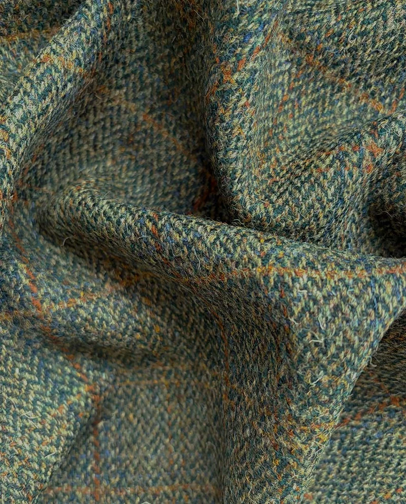 Harris Tweed Sakko "London" in oliv-blue Overcheck