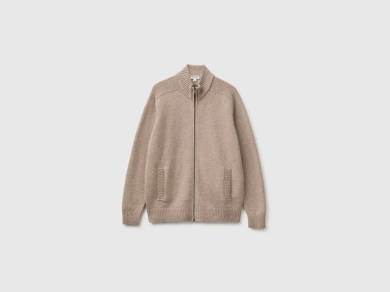 Strickjacke mit Reißverschluss aus 100 % Merinowolle