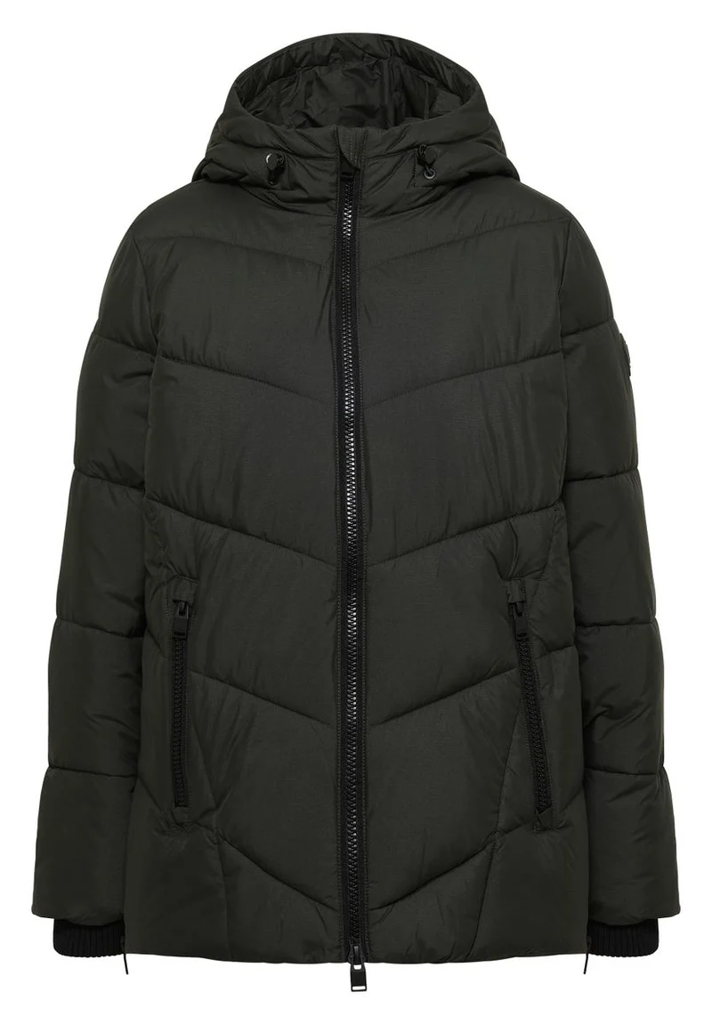 Puffer-Jacke in Midi-Länge mit Kapuze