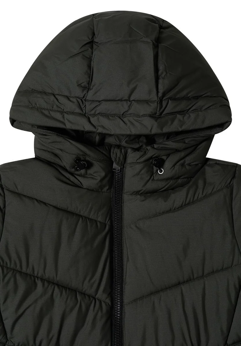 Puffer-Jacke in Midi-Länge mit Kapuze