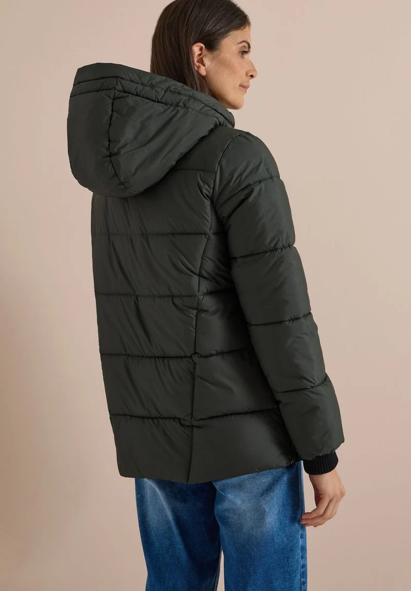 Puffer-Jacke in Midi-Länge mit Kapuze