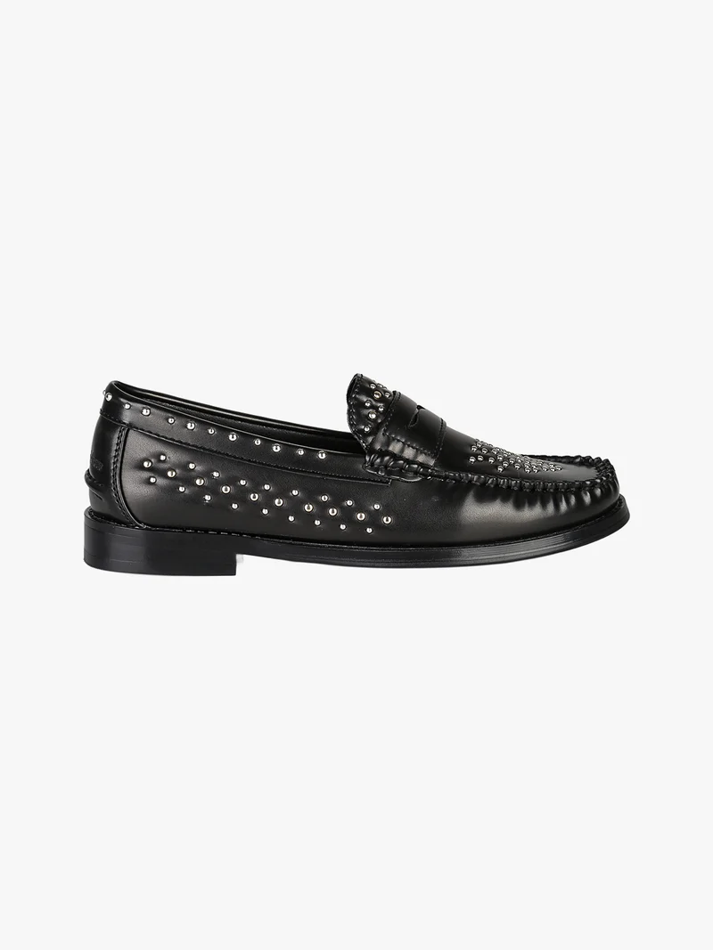 Mocassini donna in ecopelle con borchie - nero