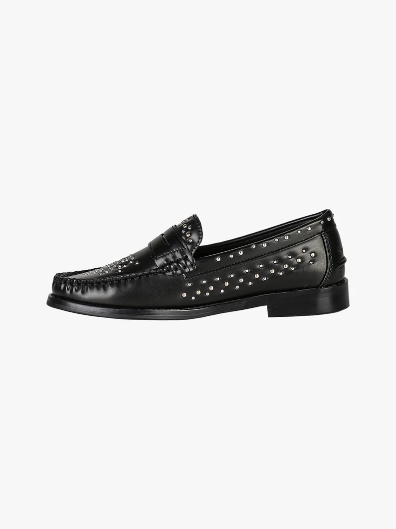 Mocassini donna in ecopelle con borchie - nero