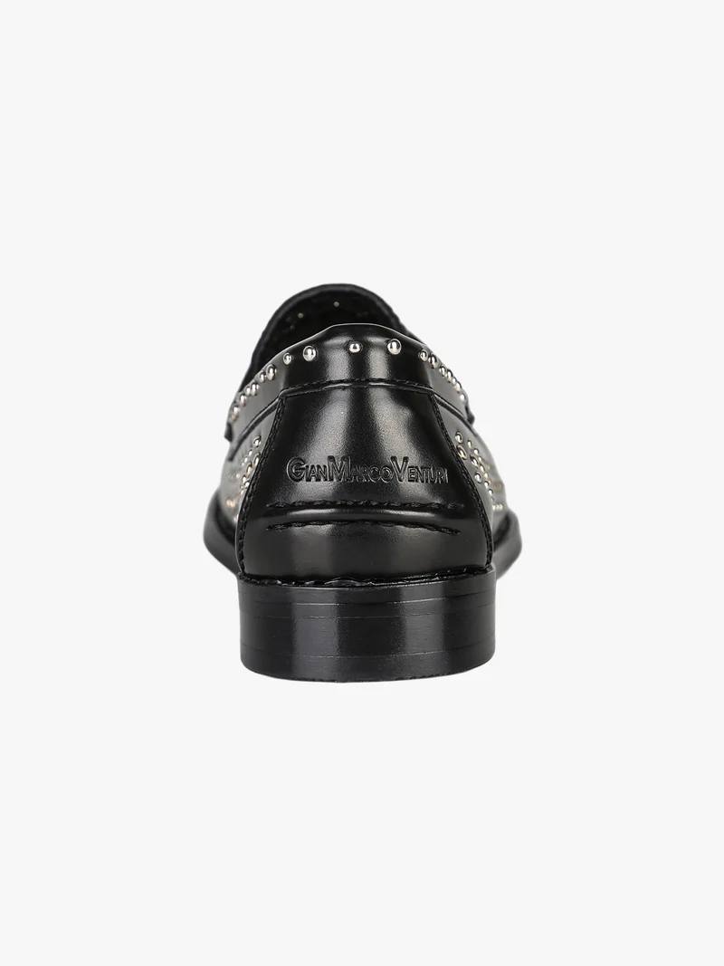 Mocassini donna in ecopelle con borchie - nero