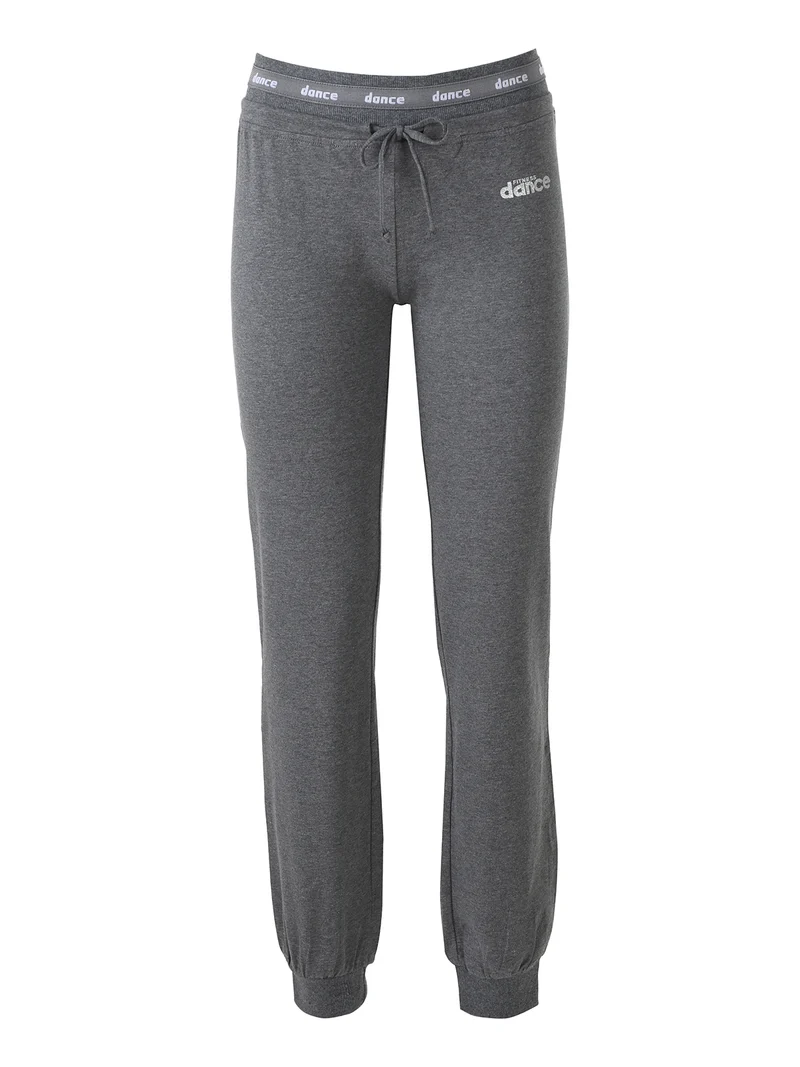 Pantaloni sportivi da donna con polsini e coulisse in vita - grigio scuro