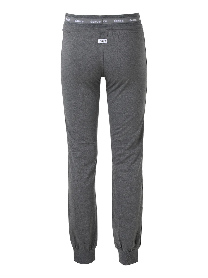 Pantaloni sportivi da donna con polsini e coulisse in vita - grigio scuro
