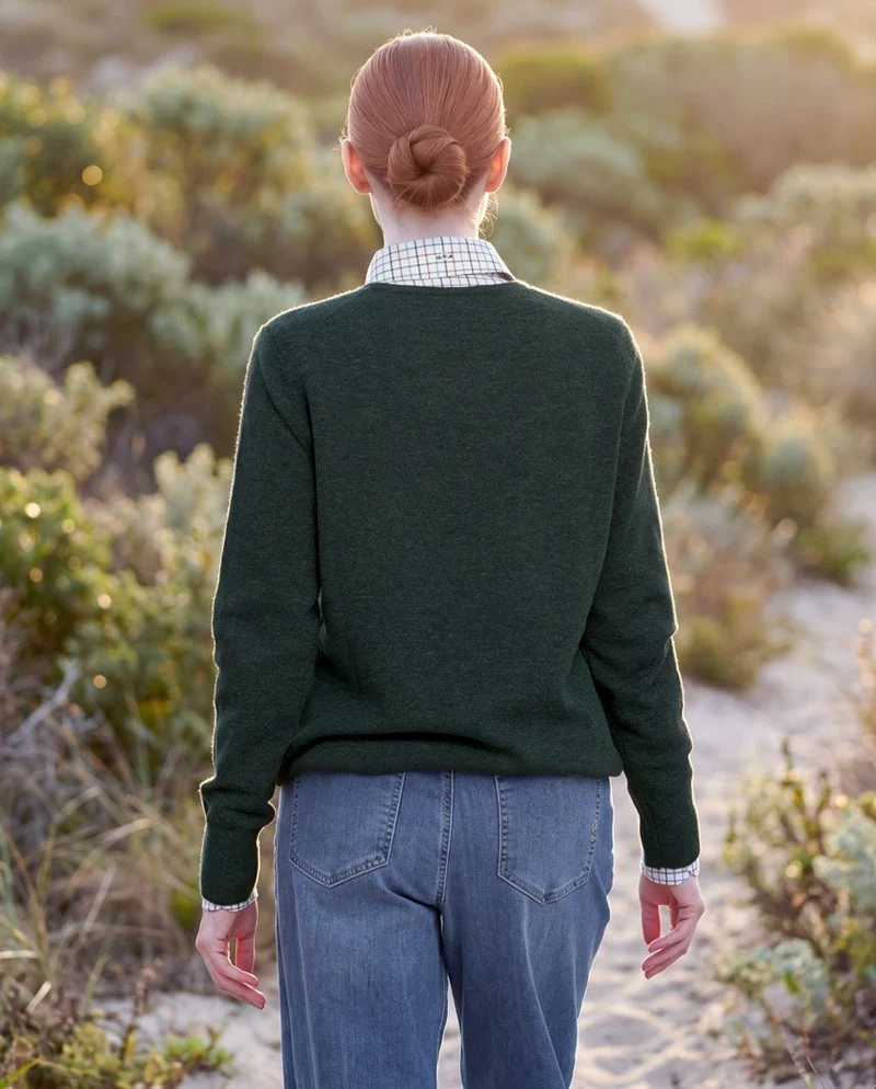 Damen Lambswool Pullover "Mary" in forrest green