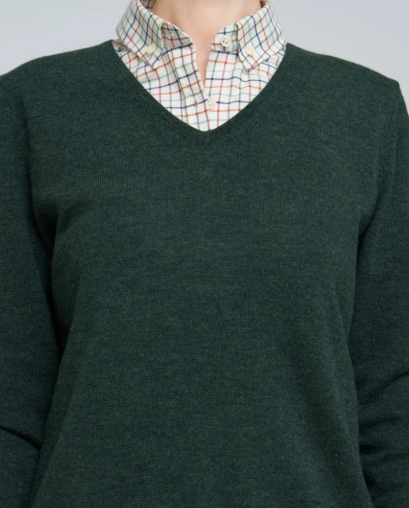 Damen Lambswool Pullover "Mary" in forrest green