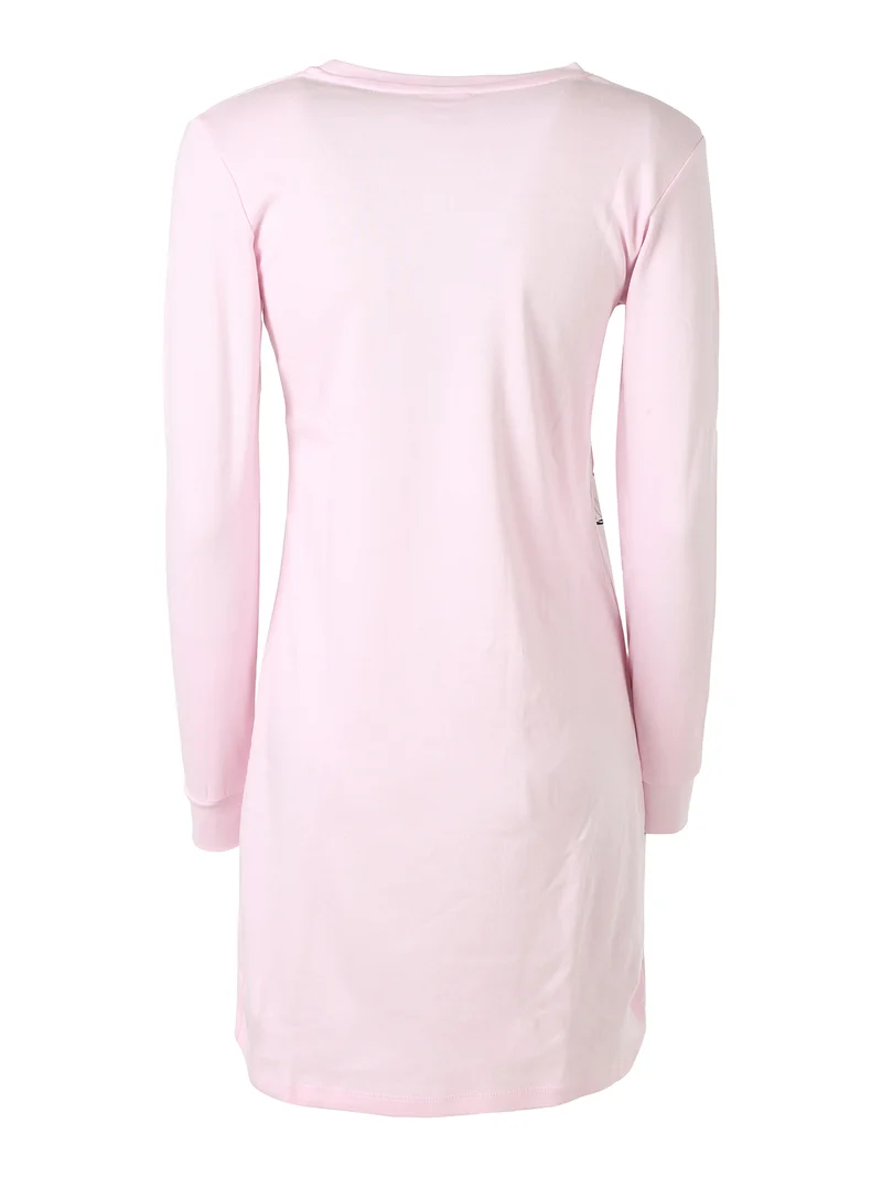 Camicia da notte a maniche lunghe da donna in cotone interlock con stampe - rosa