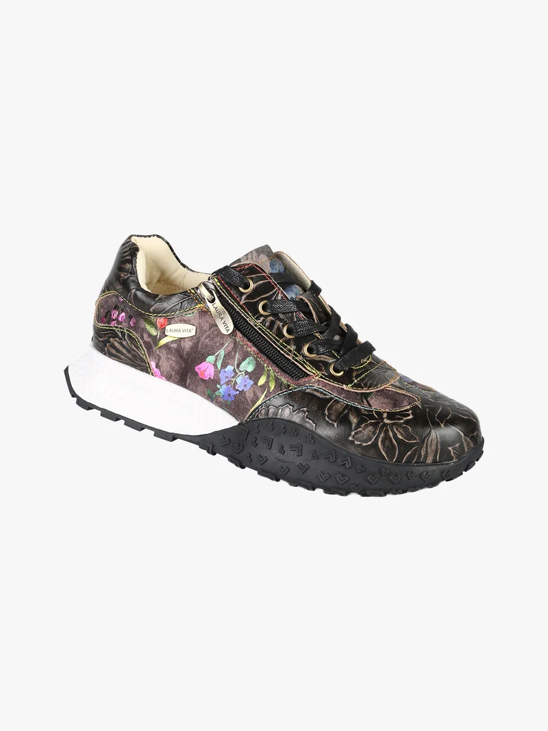 EVITAO 97 Sneakers casual da donna in pelle con lacci e zip - nero