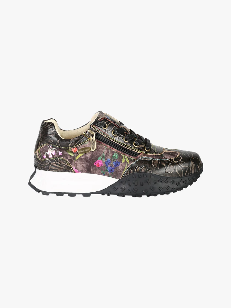 EVITAO 97 Sneakers casual da donna in pelle con lacci e zip - nero