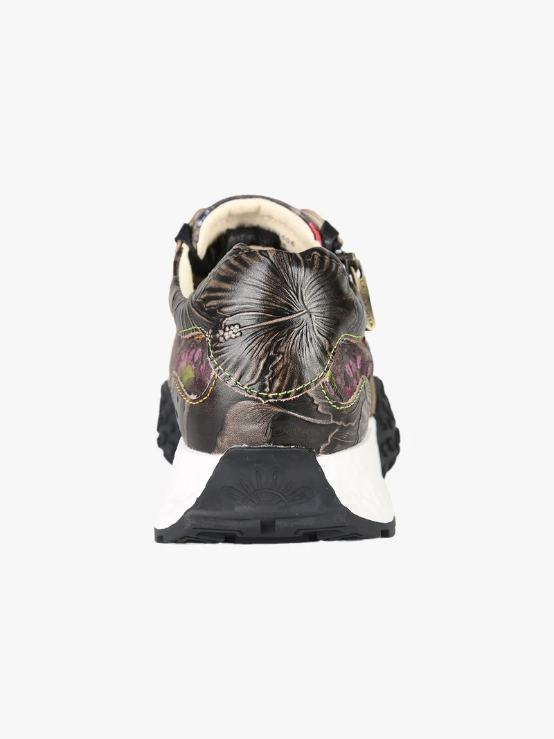 EVITAO 97 Sneakers casual da donna in pelle con lacci e zip - nero