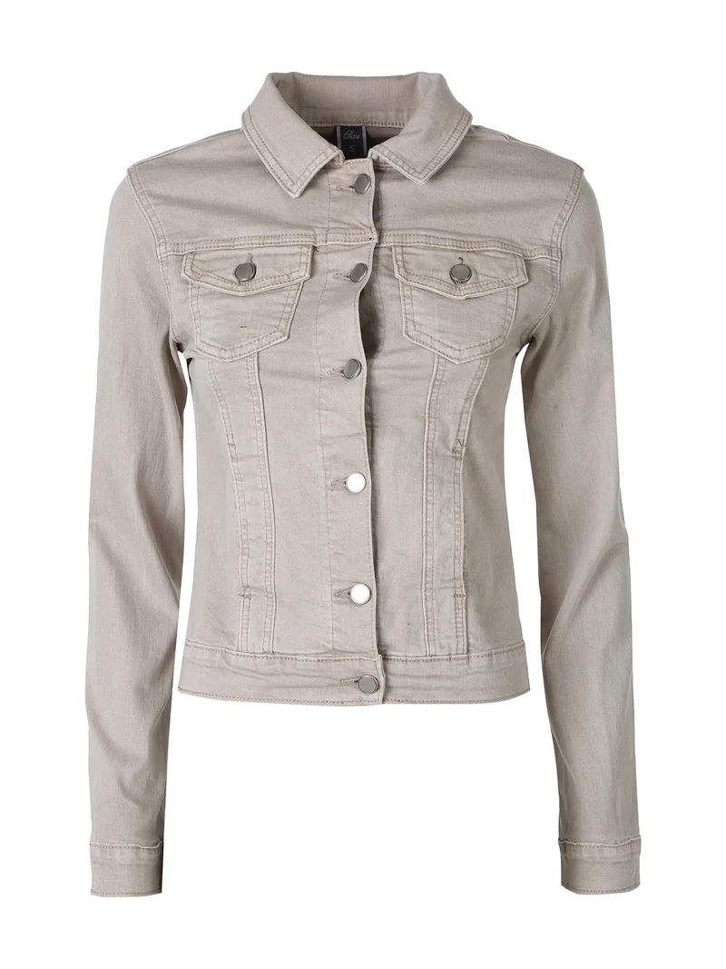 Giacca in jeans da donna con bottoni - beige