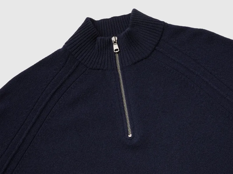 Pullover mit Reißverschluss aus 100 % Merinowolle