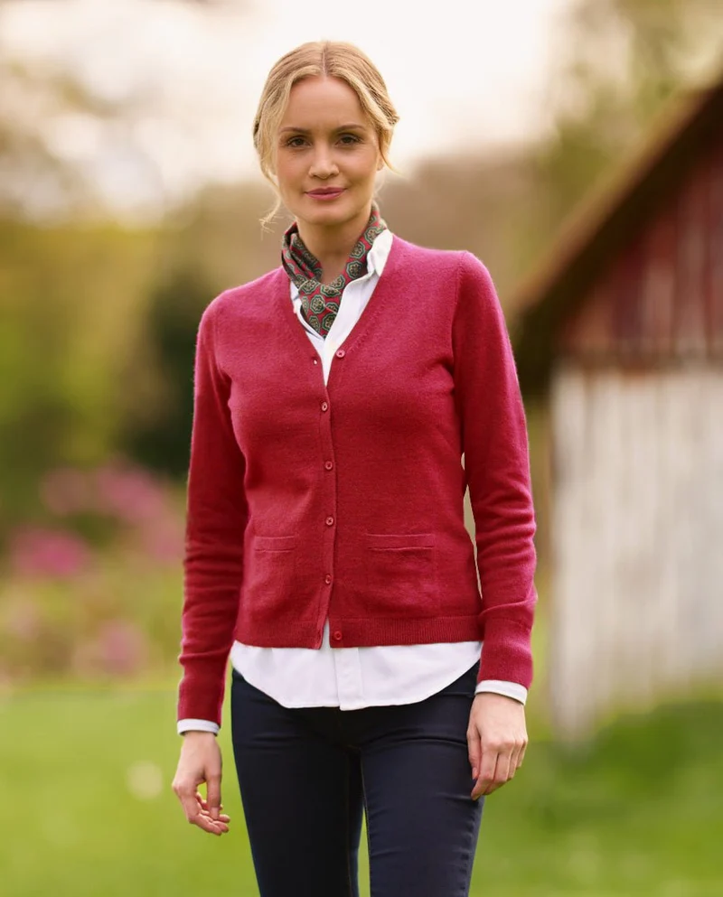 Damen Cardigan "Mara" in red dahlia