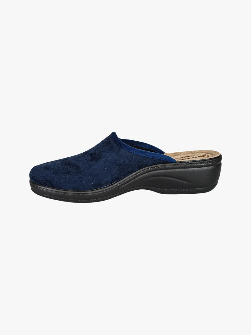 Pantofole donna in velluto con farfalla brillantinata - blu