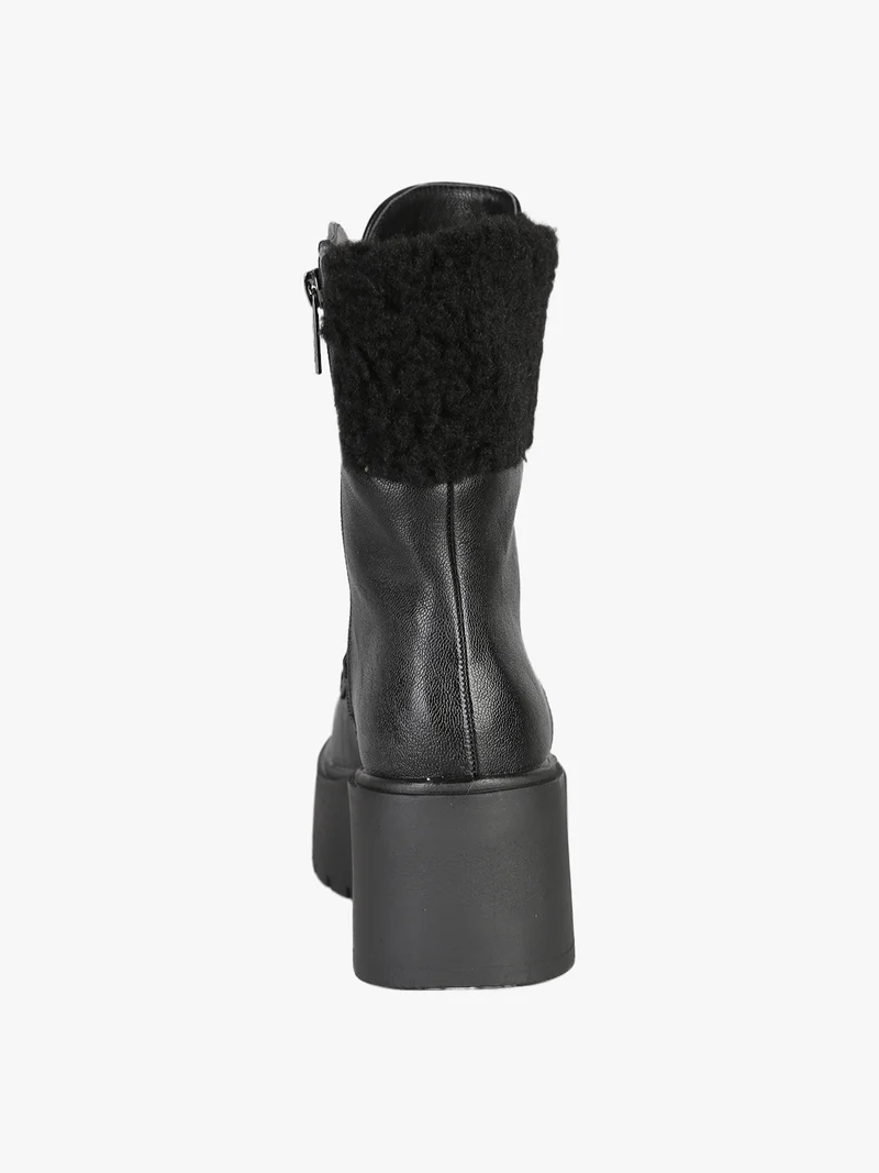 Anfibi donna chunky con dettaglio in ecopelo - nero