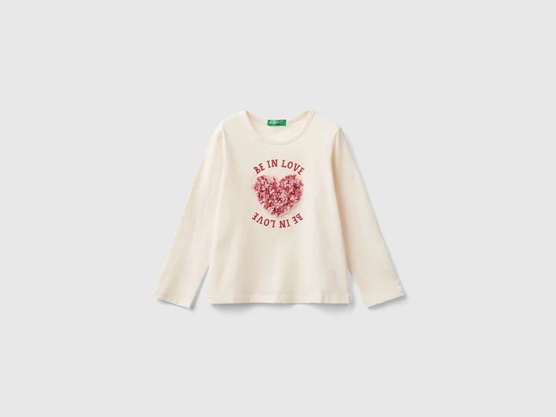 T-Shirt mit Applikationen mit Blütenblatteffekt