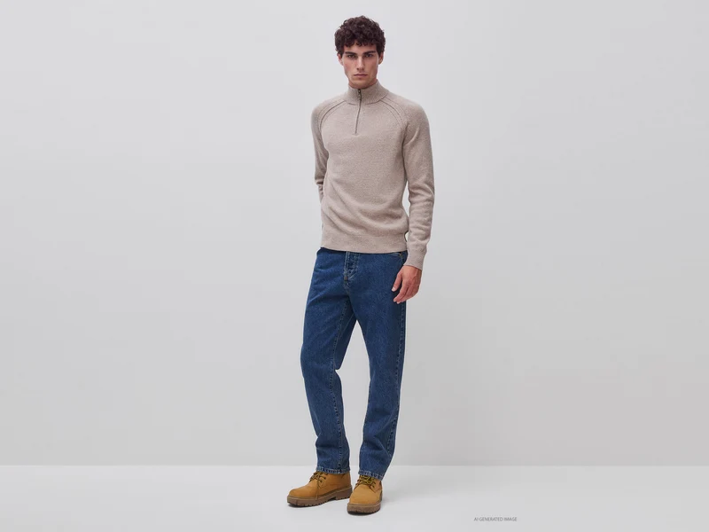 Pullover mit Reißverschluss aus 100 % Merinowolle