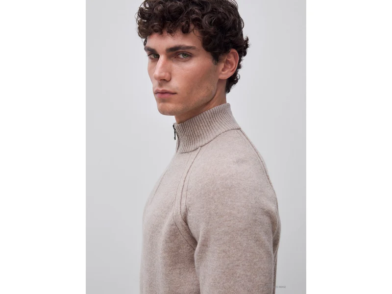 Pullover mit Reißverschluss aus 100 % Merinowolle