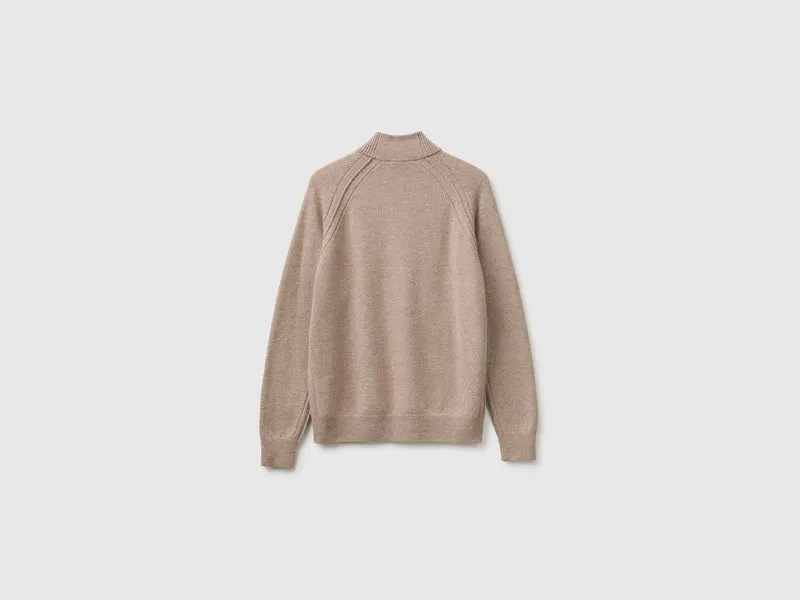 Pullover mit Reißverschluss aus 100 % Merinowolle