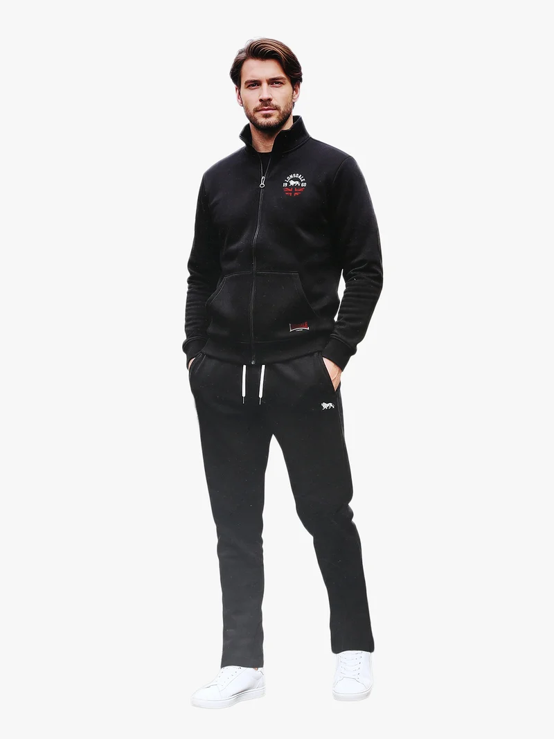 Completo tuta da uomo in felpa con zip - nero