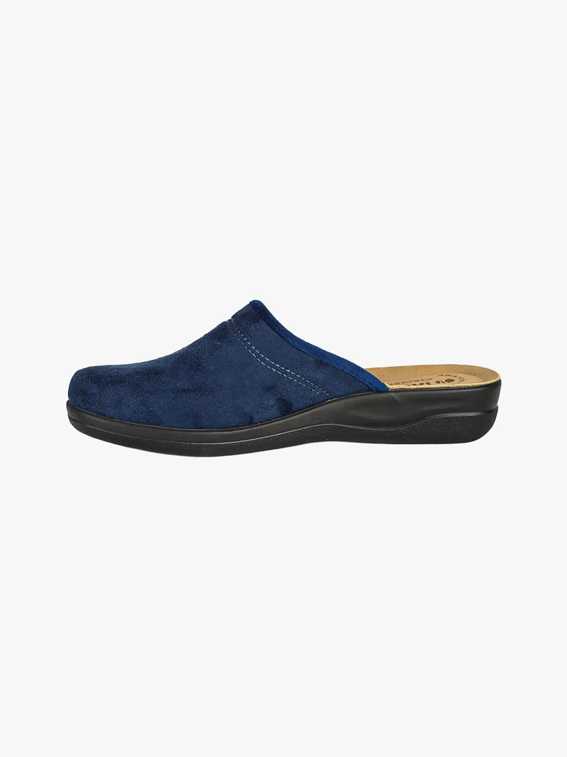 Pantofole donna in velluto con cuore di strass - blu