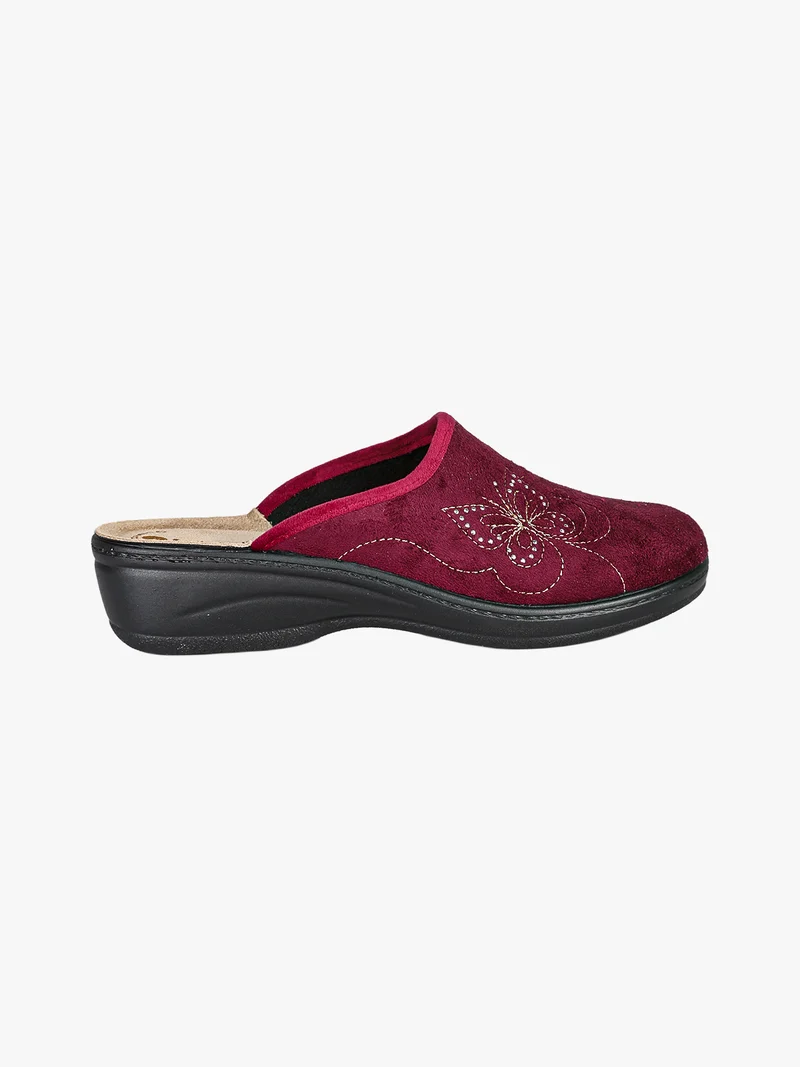 Pantofole donna in velluto con farfalla brillantinata - bordeaux