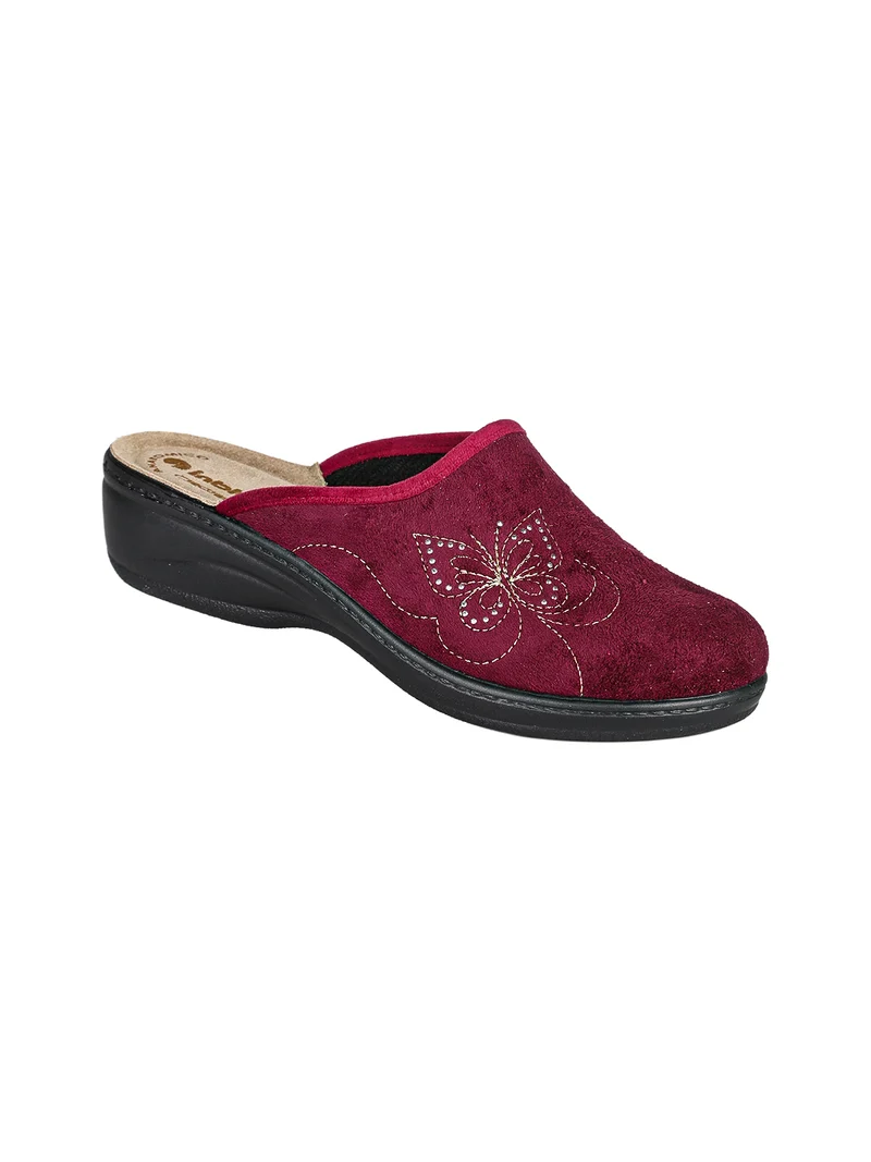Pantofole donna in velluto con farfalla brillantinata - bordeaux