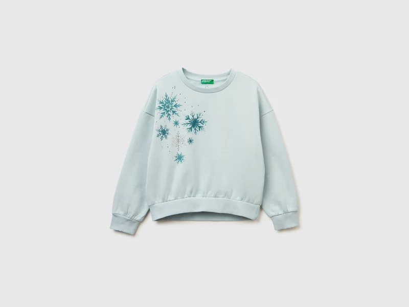 Warmes Sweatshirt mit Print und Strass