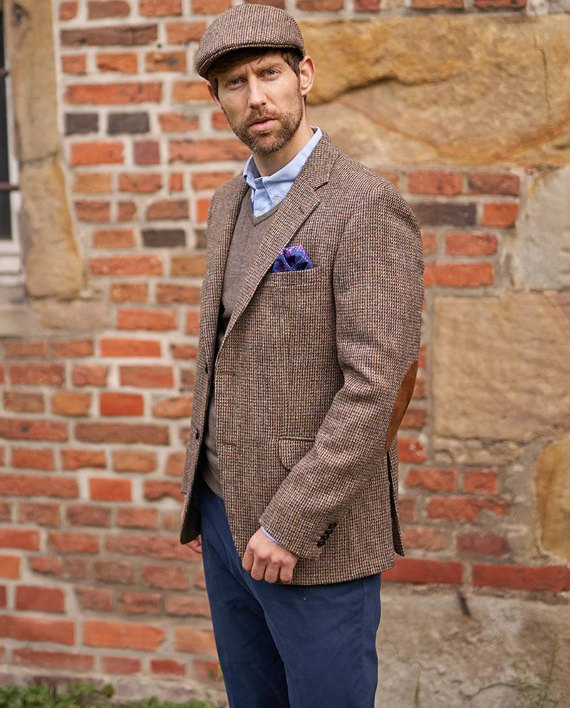 Harris Tweed Sakko "London" in buntem Hahnentritt