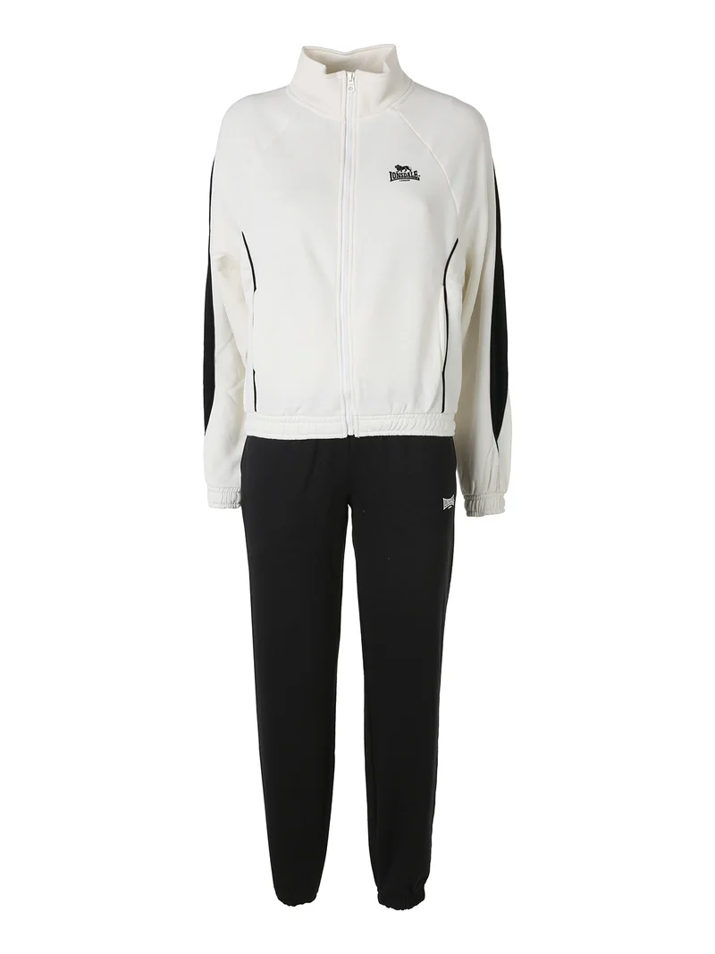 Completo tuta da donna felpata a collo alto con chiusura zip - panna