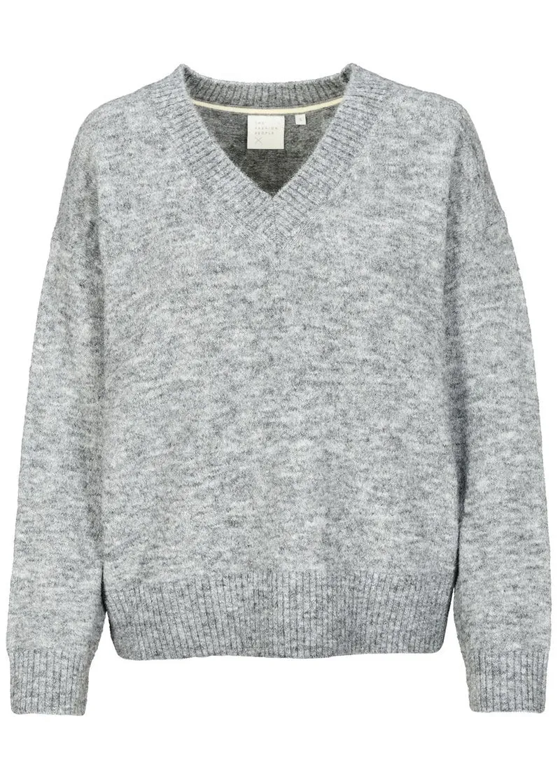 Fuzzy V-Neck Pullover