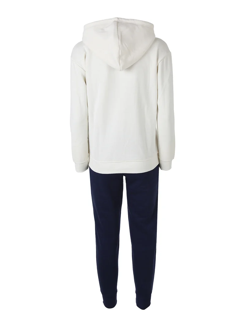 Completo tuta da donna in felpa con cappuccio e zip - panna