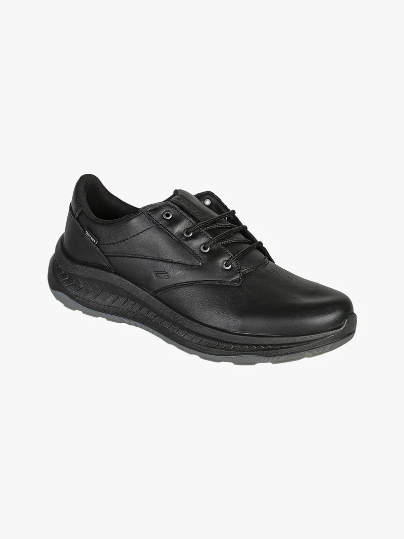 Sneakers da uomo in pelle con lacci - nero
